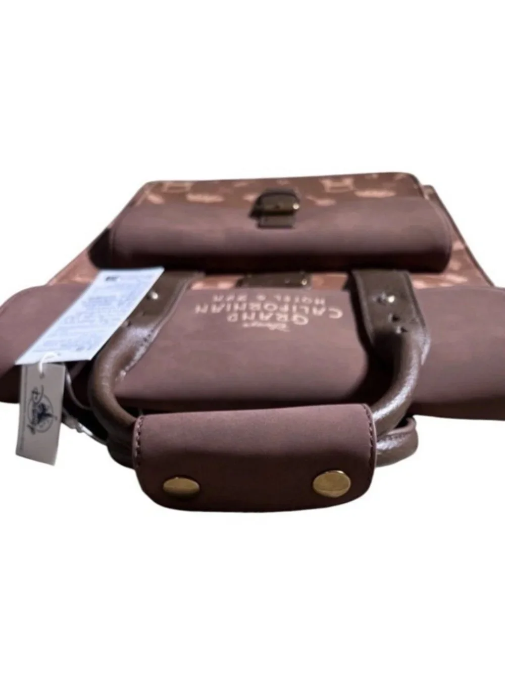 Disneyland Grand Californian Hotel & Spa Loungefly Brown Backpack Icons AOP NWT
